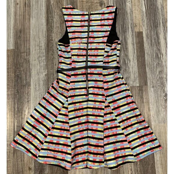 My Michelle Striped Multicolor Sleeveless Fit & Flare Dress Back Zipper Size 5 - Picture 7 of 16